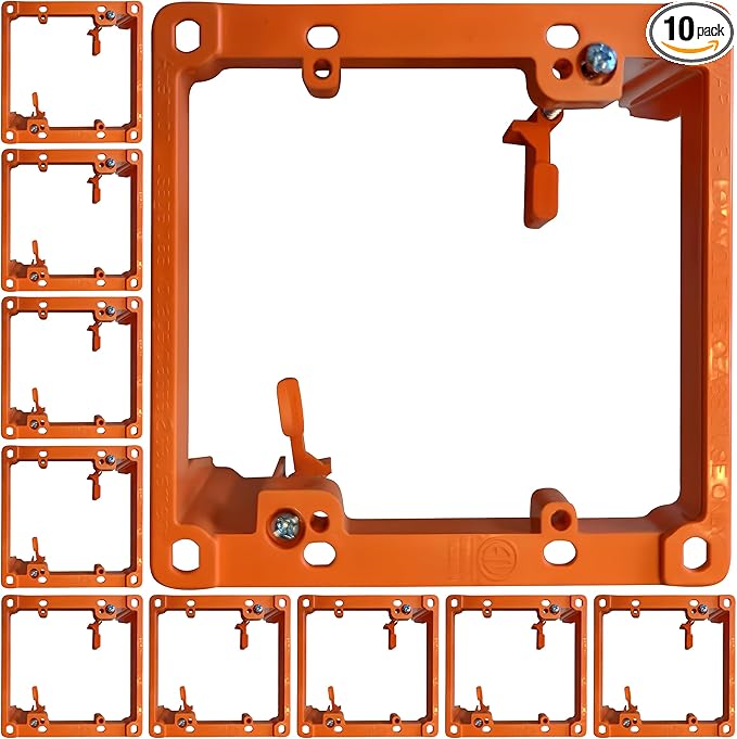 BWP Low Voltage Mounting Bracket 2 Gang, 10 Pack for Dual Gang Wall Plate, Telephone Wires, Network Cables, HDMI, Coaxial, Speaker Cables - Low Voltage Box Cable Wall Plate Bracket, Mud Ring