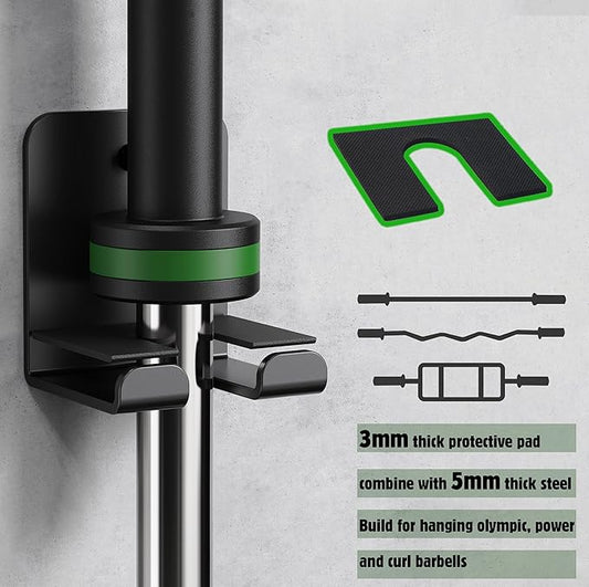 Barbell Rack Barbell Holder Wall Mount Barbell Storage Holder Olympic Bar Hanger for Home, Commercial, Garage Gym