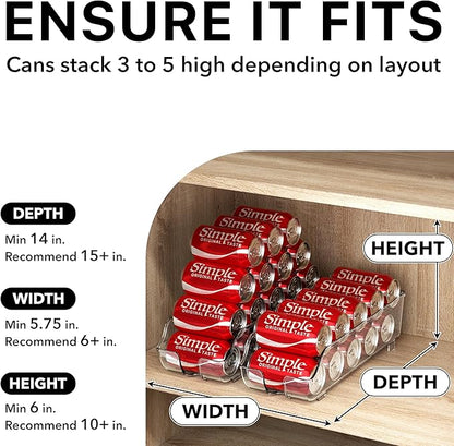 Simple Houseware Soda Can Organizer and Dispenser for Refrigerator / Pantry, Clear, Set of 6