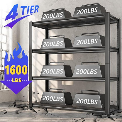 Raybee 40" W Garage Shelving, Storage Shelves 56.9" H, Metal Shelving Heavy Duty Load 1600LBS, Adjustable Metal Shelves for Storage Pantry Kitchen 40" W x 19.1" D x 56.9" H