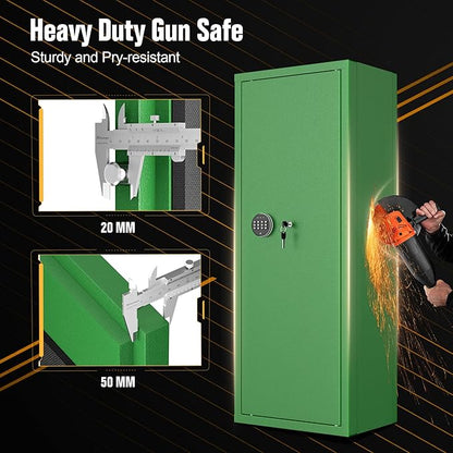 INTERGREAT Green Gun safes,Rifle Safe,Gun Safes for Home Rifle and Pistols, Long Gun Safe for Rifle Shotgun for Home,Quick Access Rifle Safes,Adjustable Shelves, Easy Assemble(8-12 guns)