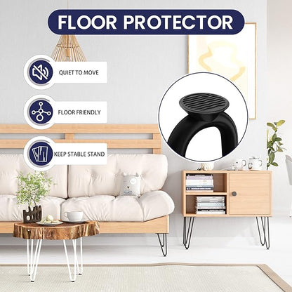 SMARTSTANDARD 7 Inch Heavy Duty Hairpin Furniture Legs, Metal Home DIY Projects for TV Stand, Sofa, Dresser with Rubber Floor Protectors Black 4PCS