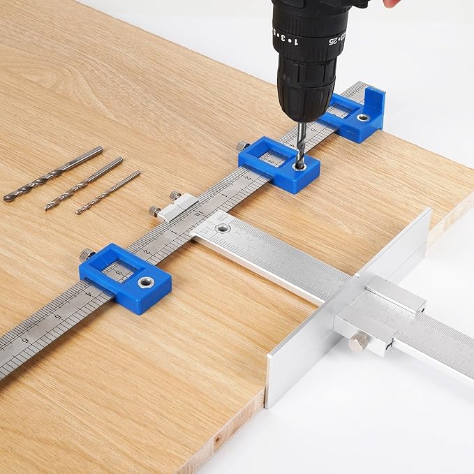 Metal Cabinet Hardware Jig, Punch Locator Drill Guide,Wood Drilling Dowelling Guide for Installation of Handles Knobs on Doors and Drawer, Cabinet Template Tool for Handles and Pulls