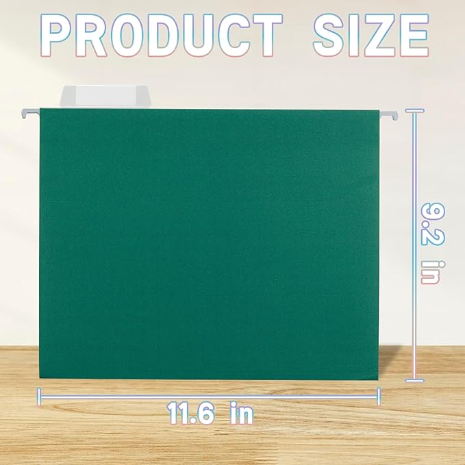 50 Packs File Folders Letter Size, Hanging File Folders,Hanging File Folders with 1/5-cut Tabs,File Folders Green for Filing Cabinet,Ideal Office,School Classroom Supplies