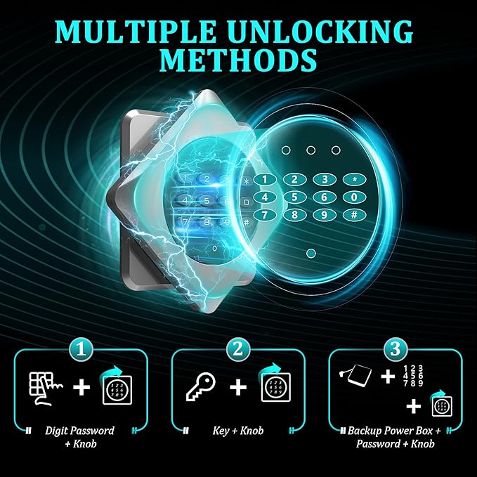 Marcree 2-3 Gun Safes for Rifles and Pistols, 180° Quick Access Digital Gun Cabinets for Rifles and Shotguns, Assembled Gun Locker with Alarm System & Mute Mode, Shotgun Safe with Removable Shelf