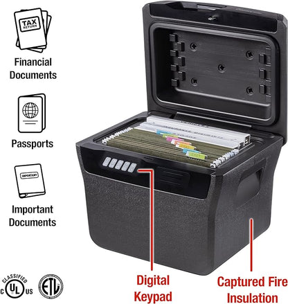 SentrySafe Charcoal Gray Waterproof and Fireproof Safe, Lock Box with Keypad for Documents and Hanging File Folders, Exterior: 14.1 x 16.6 x 13.8 Inches, ‎FHW40300