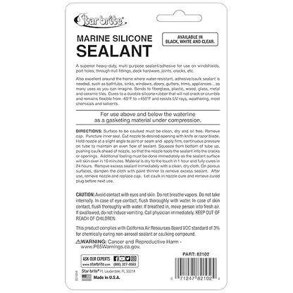 STAR BRITE Marine Silicone Sealant - Waterproof, Durable, UV Resistant, for Fiberglass, Metal, Wood, Glass, Ceramic & More 2.8 OZ. (082102P)