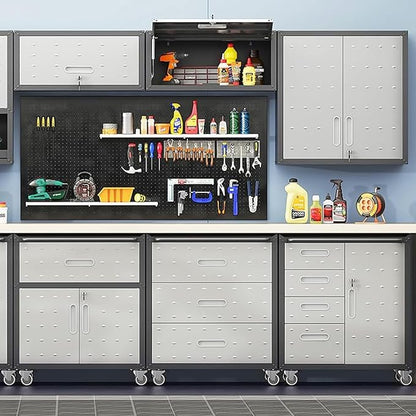 Metal Garage Storage Cabinet with Wheels, Rolling Tool Cabinet with 3 Drawers, Heavy Duty Mobile Steel Cabinet for Garage Warehouse Workshop