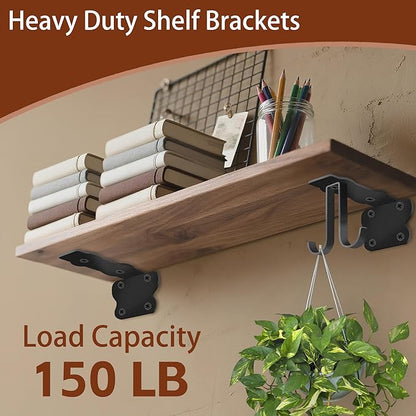 SOGAL Shelf brackets 8 inch| Heavy Duty | 4 Pack Extra Storage Utility Hooks - 150LB Workshop Floating Supports