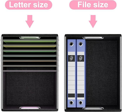 Huolewa Portable Leather File Organizer Boxes with Lids, Office Document Boxes Organizer, Filing Boxes, Decorative Small File Boxes for Hanging Files, File Cabinet for Office/Home - 4 Pack