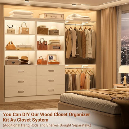 Aheaplus 23.6" Closet Drawers System, Wood Closet Organizer System with 3 Drawers, Modular Small Walk-in Closets Storage Unit, White (23.6" L x 13.8" W x 71" H)