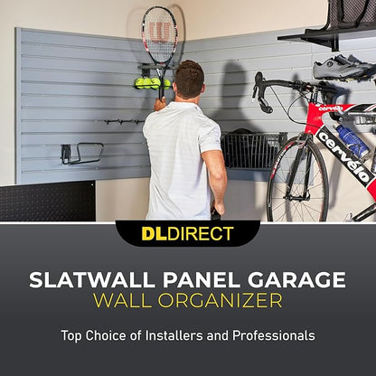 Heavy Duty 4x4 PVC Garage Slatwall Storage System (with Endcaps & Screws) - Modular Slat Wall Paneling for Garage Wall Organizer - Interlocking Slatwall Panels for Home & Commercial Use (White)