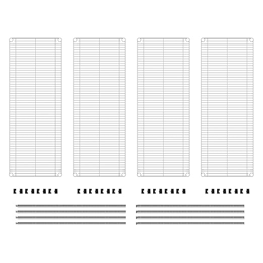 Metro EZ1848NC-4 Super Erecta Industrial Wire Shelving 4-Shelf Convenience Pak, Chrome, 18" x 48" x 74.5"