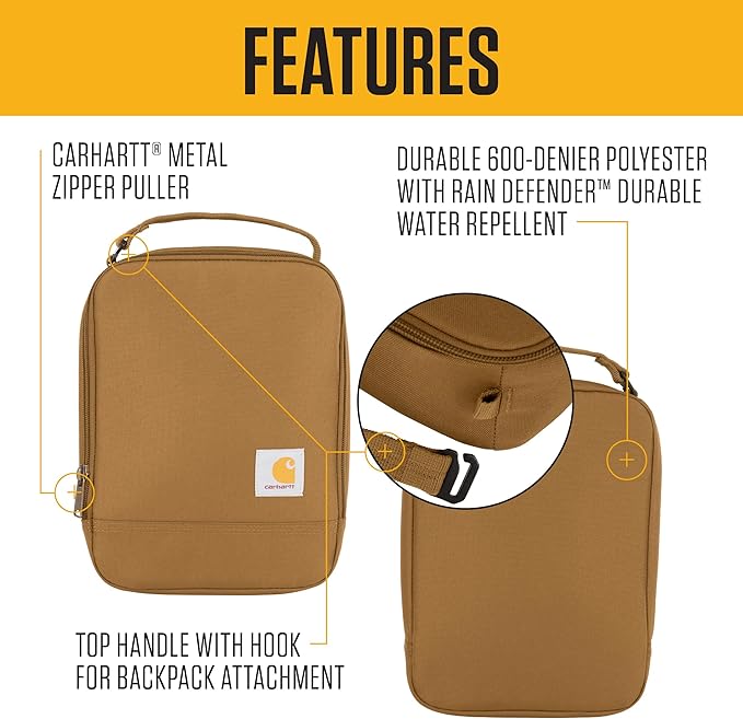 Carhartt Insulated Lunch Cooler For Men and Women, Fully Insulated Lunch Pale for Everyday Use, Greenstone