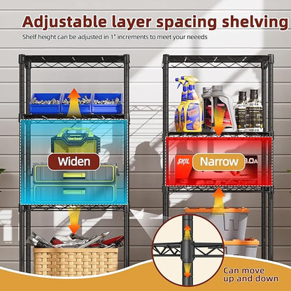 SINGAYE 4 Small Wire Shelves Kitchen Pantry Close Home Organizers and Storage Bathroom Shelf Laundry Room Organization Adjustable Book Metal Garage Shelving Unit