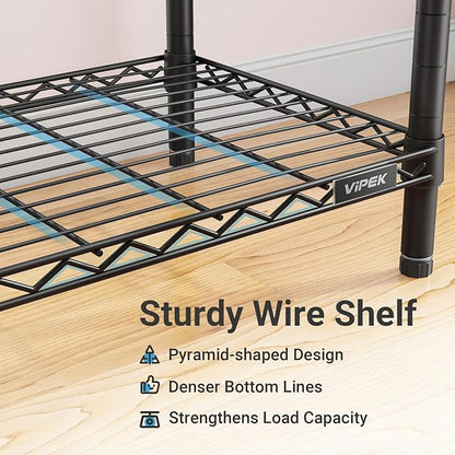 VIPEK V7C Garment Racks with Cover Portable Closets for Hanging Clothes, Heavy Duty Clothes Rack with Shelves Metal Closet Wardrobe, Max 670lbs, Black Rack with Black Upgraded Polyester Cover