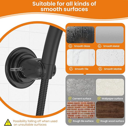 Strong Suction Cup Shower Head Holder - No Drill Handheld Shower Bracket for Seniors, Kids & Pets, Tool-Free Adjustable Height Bathing Aid for Tile/Glass, Rustproof ABS Construction