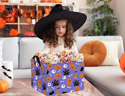 Large Halloween Themed Candy Gift Boo Basket for Kids Baby Personalized Adults Storage Bin Fall Decor(Castle Eye Pumpkin)