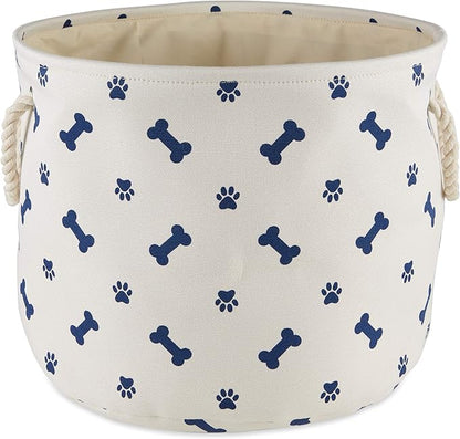 Bone Dry 5511 Pet Storage Collection Paw and Bone Print, Medium Round, Nautical Blue
