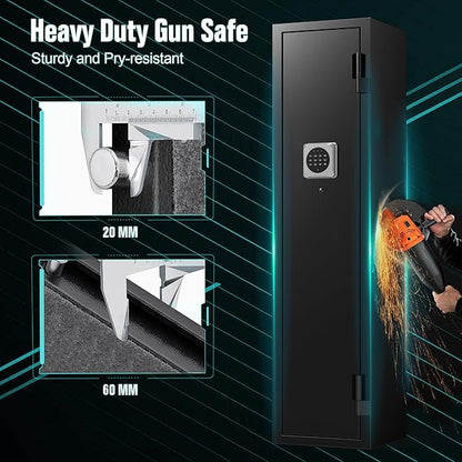 Marcree 2-3 Gun Safes for Rifles and Pistols, 180° Quick Access Digital Gun Cabinets for Rifles and Shotguns, Assembled Gun Locker with Alarm System & Mute Mode, Shotgun Safe with Removable Shelf