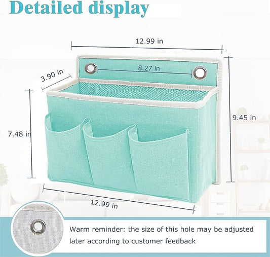 2-Pack Wall Hanging Organizer Bag/Hanging Baskets with Large Mesh Compartment & 3 Pockets，Over the Door Organizer Space Saving Storage for Bedroom,RV Camper, Closet (Green -2 Pack)