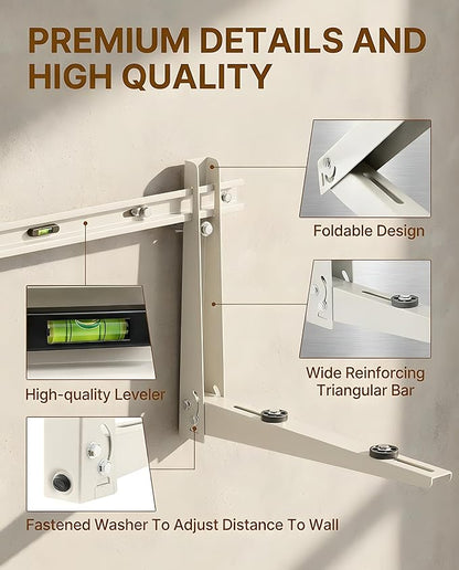 Heavy Duty Mini Split Wall Mounting Bracket, 550lb Load Capacity, Galvanized Steel with Dual Anti-Rust Coating, Adjustable Leveling Design, Anti-Vibration Pads, Fits 9000–36000 BTU Outdoor AC Units