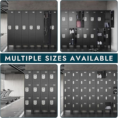 Metal Lockers - 66" Height Steel Lockers for Employees with 5 Door Storage Locker with Card Slot for Employees Gym School Home Office Garage - Assembly Required