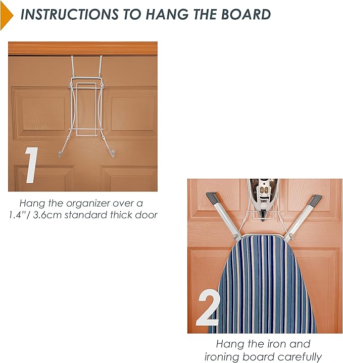 Over The Door Iron Board Caddy - Iron and Ironing Board Storage Organizer, for Y Leg Ironing Board