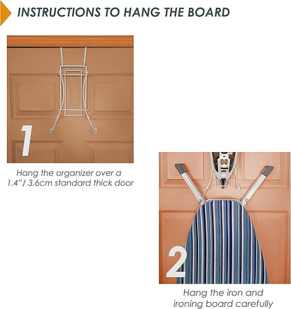 Over The Door Iron Board Caddy - Iron and Ironing Board Storage Organizer, for Y Leg Ironing Board