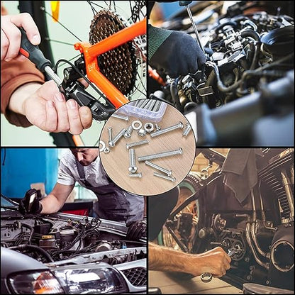 1080 Pcs Screws Bolts and Nuts Assortment Kit, Metric Machine Screws and Nuts and Flat Washers, M3/M4/M5/M6 Cross Slotted Round Head Bolts Sets (C)