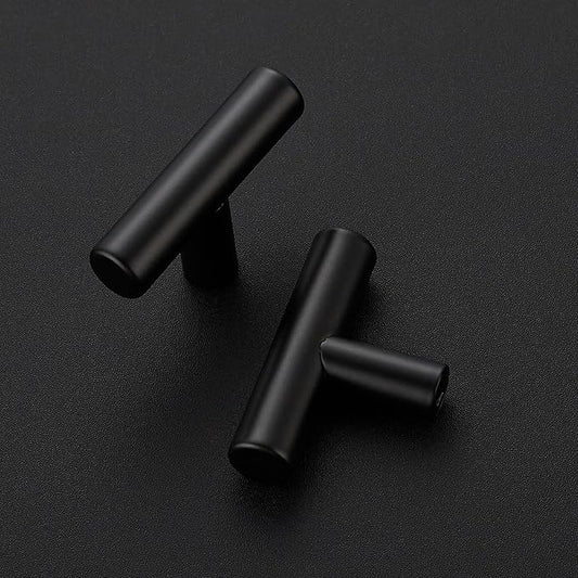 25 Pack Matte Black Cabinet Knobs - Kitchen Cabinet Knobs Black Cabinet Pulls for Kitchen Cabinet Drawer Stainless Steel Dresser Knobs for Cabinet Hardware 2in Length Single Hole T Bar
