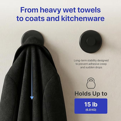 HOME SO Suction Cup Hooks for Shower & Bathroom Towel Holder 2-Pack – Suction Cups Hooks for Hanging Towels, Robes, & Coats - Tiles, Glass Door or Mirror – Shower Hooks & Towel Hooks Organizer - Black