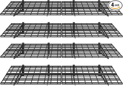 FLEXIMOUNTS 4-Pack 2x6ft 24-inch-by-72-inch Wall Shelf Garage Storage Rack Floating Shelves, Black, Classic Series