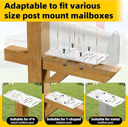 Mailbox Mounting Bracket,Post Mount Mailboxes Board,Mailbox Bracket for 4x4 Wood or Hollow Posts,Mailbox Mounting Plate For Most Post-Mounted Mailboxes with Mounting Holes at the Bottom,White
