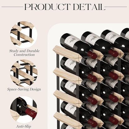 Urban Deco Wooden Wine Rack Countertop- Stylish Wine Racks for Cabinets, Perfect for Organizing and Displaying Your Wine Collection, Durable & Space-Saving Wine Storage Solution(42 Bottles)