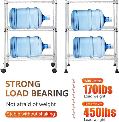 BestOffice | 3-Tier Wire Storage Shelves with Wheels | 23x13x31 | Chrome | Adjustable Racks | Heavy-Duty Metal Shelf, Holds Upto 170 lbs | No-Tool Assembly | Ideal for Home & Garage Shelving