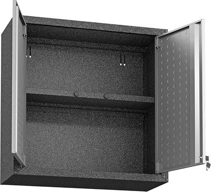 Manhattan Comfort Fortress Floating Garage Storage Cabinet, Black/Grey
