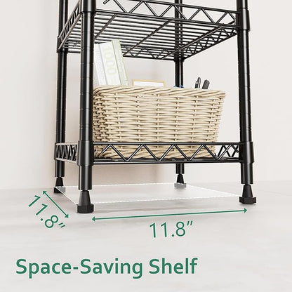 GIOTORENT 5 Tier Standing Shelving Metal Units, Adjustable Height Wire Shelf Display Rack for Laundry Bathroom Kitchen 11.8 W x 11.8 D x 50 H (5-Tier, Black)