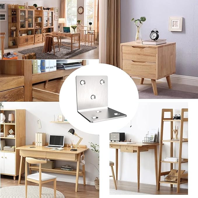 Stainless Steel Corner Bracket,Joint Right Angle Bracket,L Shape Heavy Duty Metal Corner Brace Shelf Supporter for Wood Aufuga (20, 2x2x2)