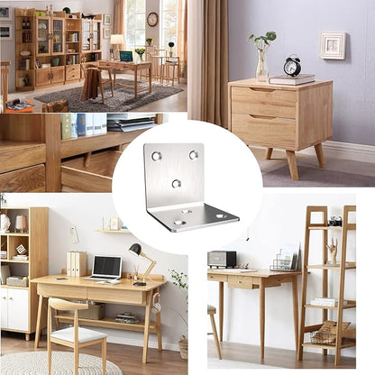 Stainless Steel Corner Bracket,Joint Right Angle Bracket,L Shape Heavy Duty Metal Corner Brace Shelf Supporter for Wood Aufuga (20, 2x2x2)