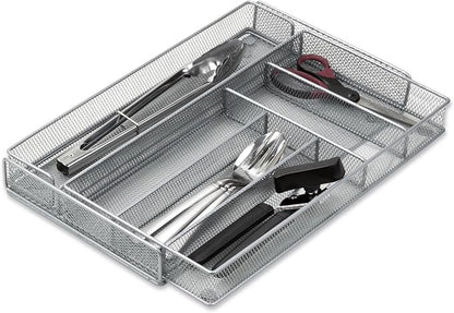 Honey-Can-Do KCH-02163 Steel Mesh 7-Compartment Expandable Utility Drawer Organizer, Silver