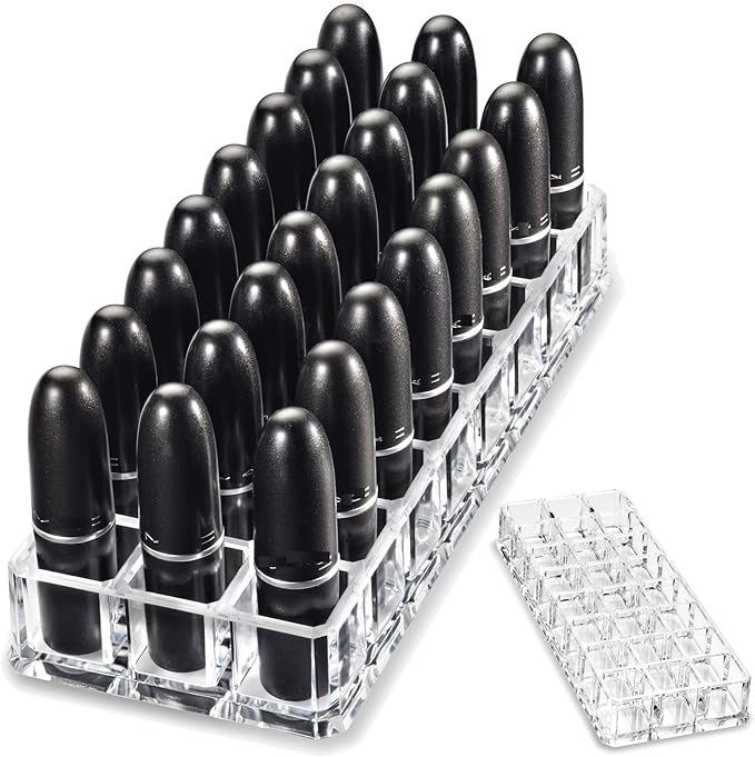 byAlegory Premium Beauty Organization Acrylic Lipstick Organizer & Beauty Container 24 Space Storage (Clear)