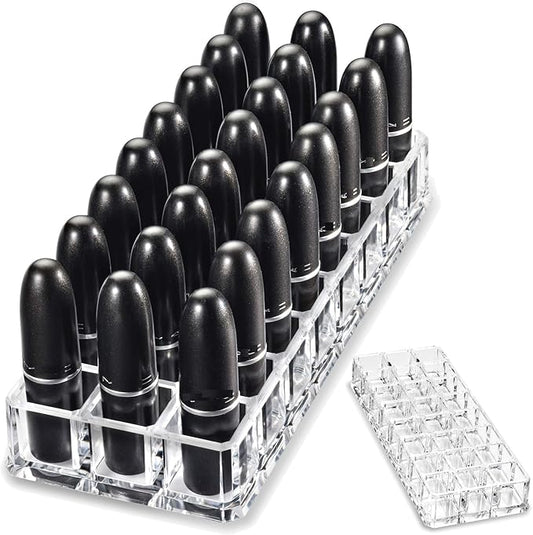 byAlegory Premium Beauty Organization Acrylic Lipstick Organizer & Beauty Container 24 Space Storage (Clear)