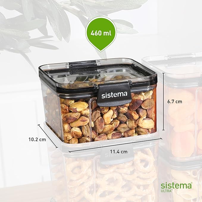 Ultra Collection Square Food Storage Container, 15.5 oz./0.5 L, Clear/Black