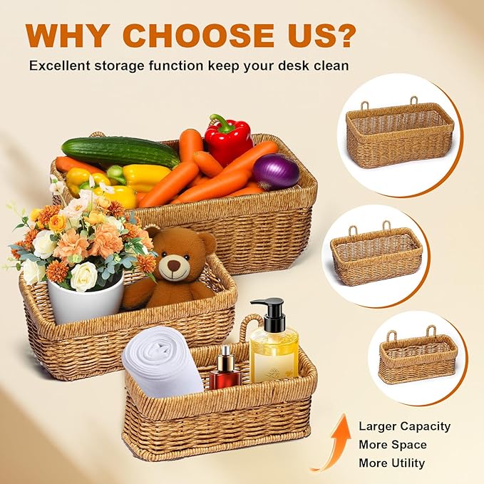 2 PCS Fruit Racks, Kitchen Hanging Basket, Open Storage Bins, Fruit And Vegetable Storage Container, Potato Basket, Kitchen And Bathroom Countertop Organization For Home Decor(Yellow-(M+L))