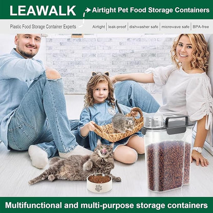 5Lbs Airtight Cat Dog Food Storage Container with Upgraded Large Nozzle BPA-Free, Pet Food Storage Containers for Rice, Grain, Pet Food, Flour, Dog Treat Storage (White & Black, 5L-2pack)