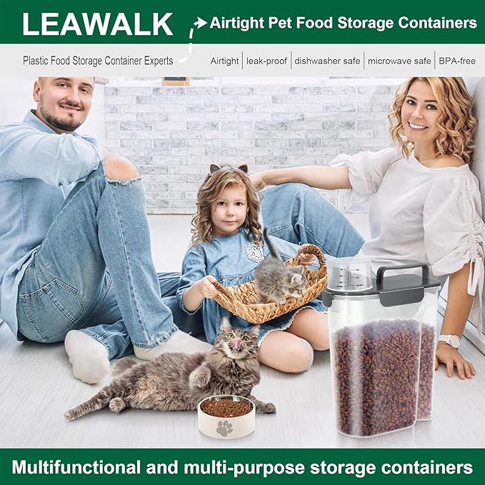 5Lbs Airtight Cat Dog Food Storage Container with Upgraded Large Nozzle BPA-Free, Pet Food Storage Containers for Rice, Grain, Pet Food, Flour, Dog Treat Storage (Dark Gray, 5L-1pack)