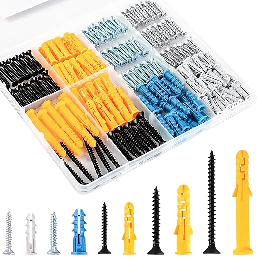 KURUI 270Pcs Wall Anchors Kit for Home Improvement and Decor, Replace Picture Hanging Nails with Drywall Anchors for Frame Canvas, Picture Hangers and Screws Assortment Kit, Concrete & Dry Wall