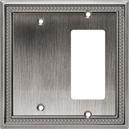 Henne Bery Sunken Pearls Heavy Duty Decorative Wall Plate Switch Plate Outlet Cover (Blank/Decorator, Heirloom Silver)