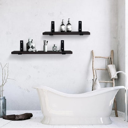 HEART ART Black Shelf Bracket 6 inch, Shelf Bracket 8 Pack,J Metal Heavy Duty Shelf Support Brackets，6.3" L×4.8" H×1.2" W
